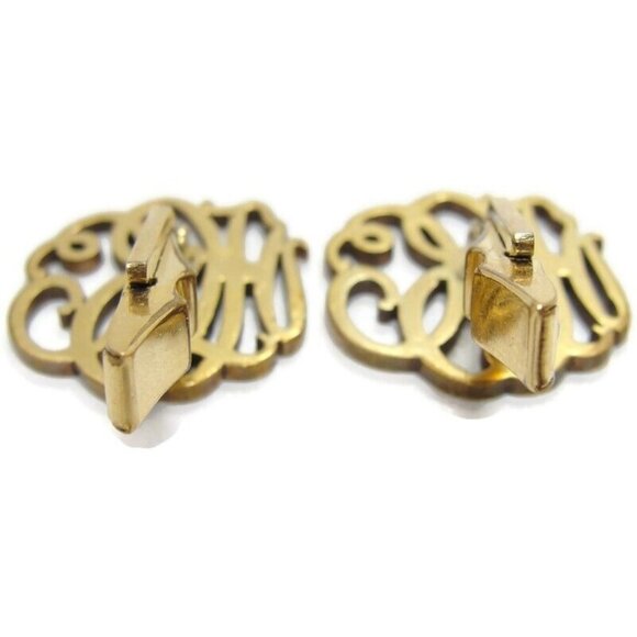 HCC ? Initials Vintage Cufflinks 1/20 12K Gold Filled Large Nice - Picture 5 of 12
